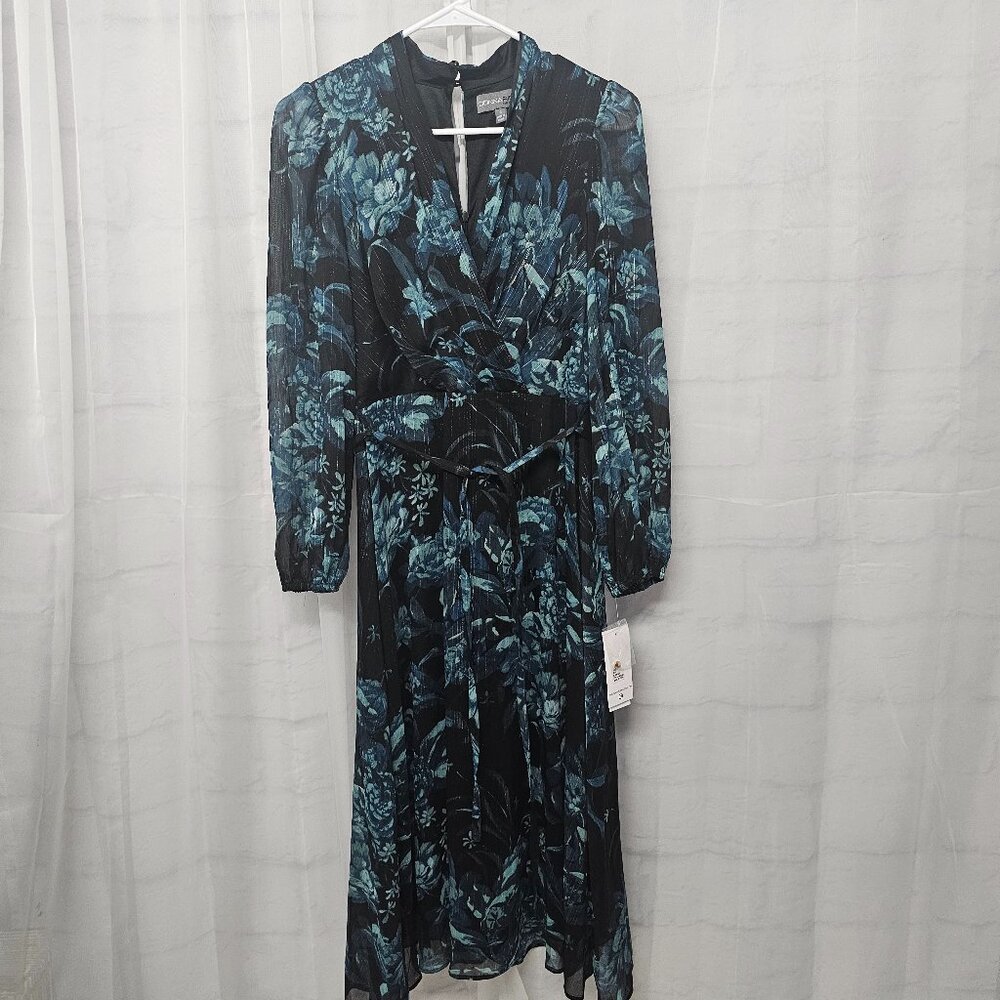 Donna Ricco Midi Dress Goth Whimsigoth Sheer Floral Metallic 4 NWT - Picture 10 of 15